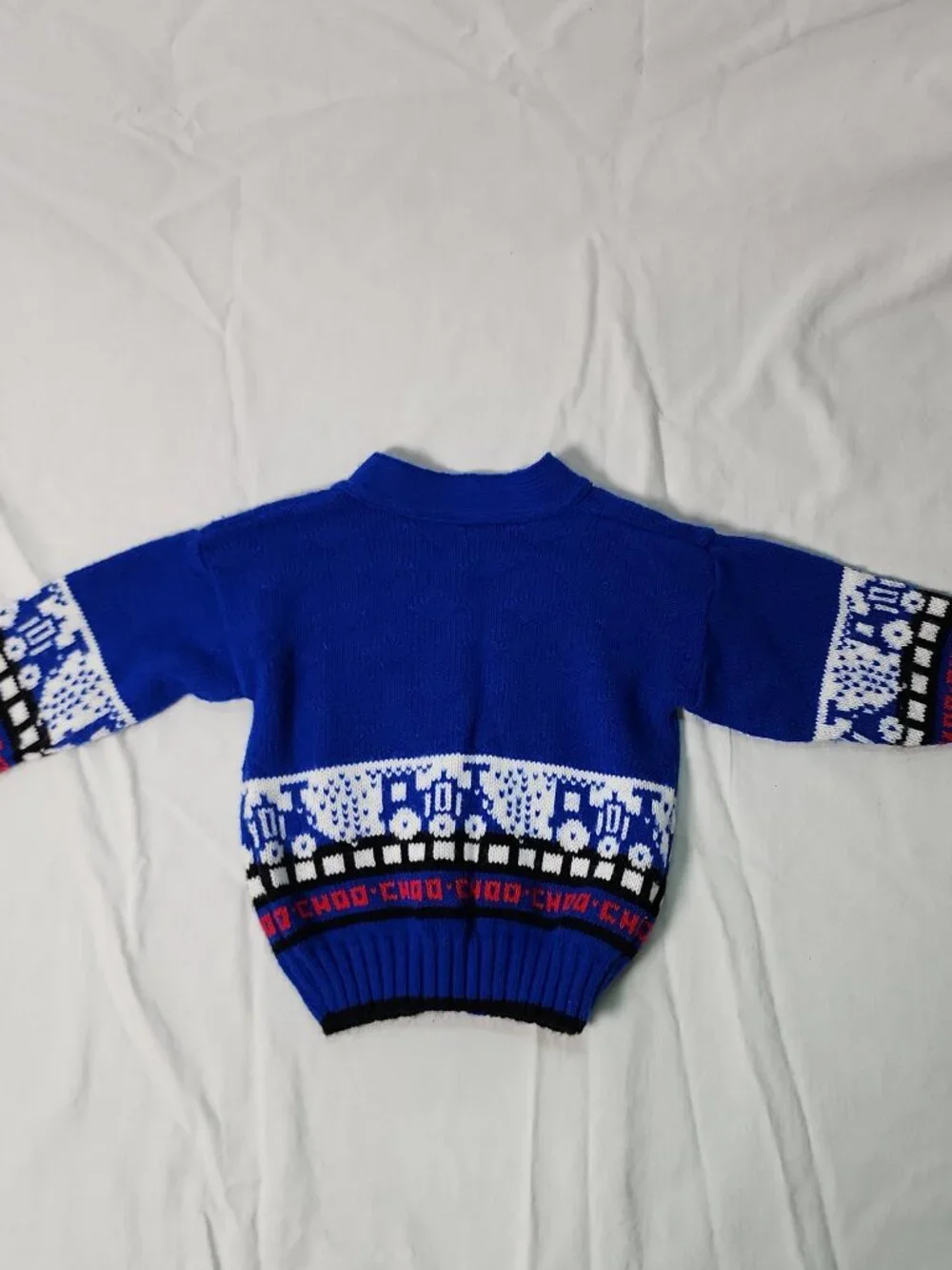 The Club House Choo Choo Train Baby Cardigan Sweater Royal Blue 18 Months Vtg